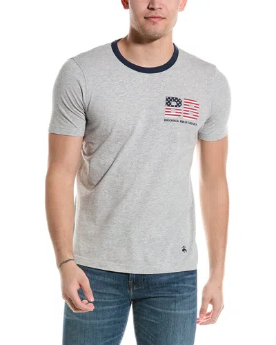 Brooks Brothers Flag Graphic T-shirt In Grey