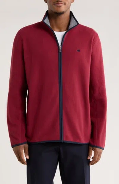 Brooks Brothers Fleece Full Zip Jacket In Burgundy