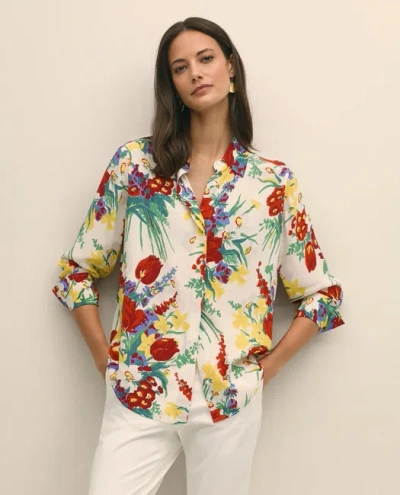 Brooks Brothers Floral Crepe Blouse In Multi