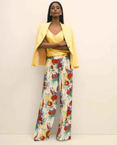 Brooks Brothers Floral Crepe Wide-leg Pants In Multi