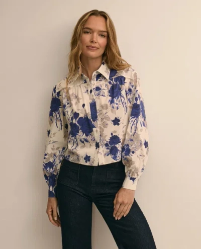 Brooks Brothers Floral Cropped Blouse In Multi