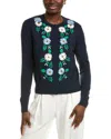 Brooks Brothers Embroidered Floral Ribbon Cardigan