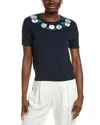 Brooks Brothers Embroidered Floral Ribbon Sweater In Multi