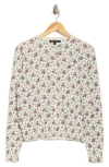 Brooks Brothers Floral Print Cotton Cardigan In White
