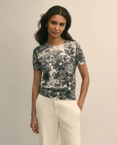 Brooks Brothers Floral Print Cotton Shell Sweater In Multi