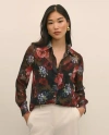 Brooks Brothers Floral Print Sheer Blouse With Camisole In Black