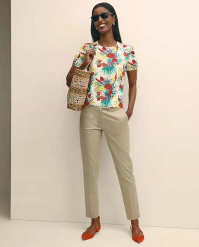 Brooks Brothers Floral Short-sleeve Shell In Cotton Sweater In Multi