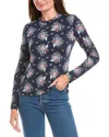 Brooks Brothers Floral Long Sleeve Jersey Top In Blue