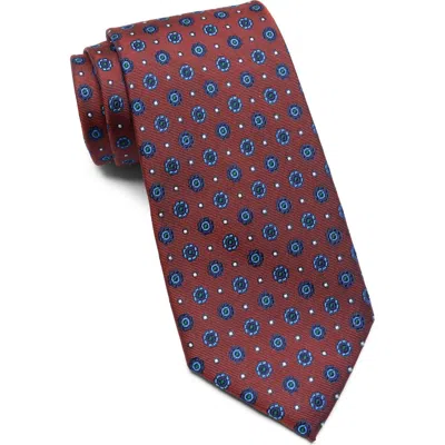 Brooks Brothers Flower Dot Silk Blend Tie In Burgundy