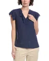 Brooks Brothers Flutter Sleeve Blouse In Blue