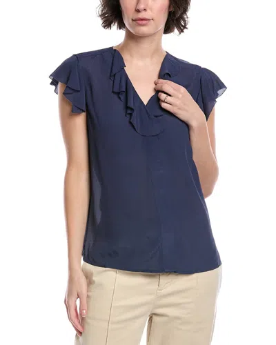 Brooks Brothers Flutter Sleeve Blouse In Blue