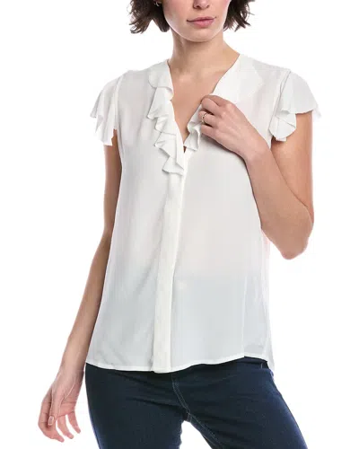Brooks Brothers Flutter Sleeve Blouse In White