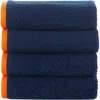 Brooks Brothers Four-piece Contrast Frame Cotton Washcloth Set In Blue
