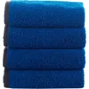 Brooks Brothers Four-piece Contrast Frame Cotton Washcloth Set In Blue