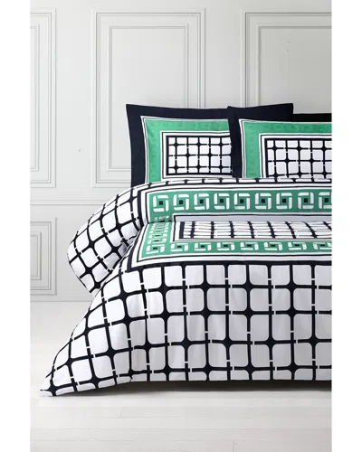 Brooks Brothers Framed Print Cotton Sateen Duvet Cover Set In White
