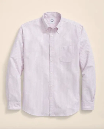Brooks Brothers Friday Oxford Shirt, Candy Striped In Burgundy
