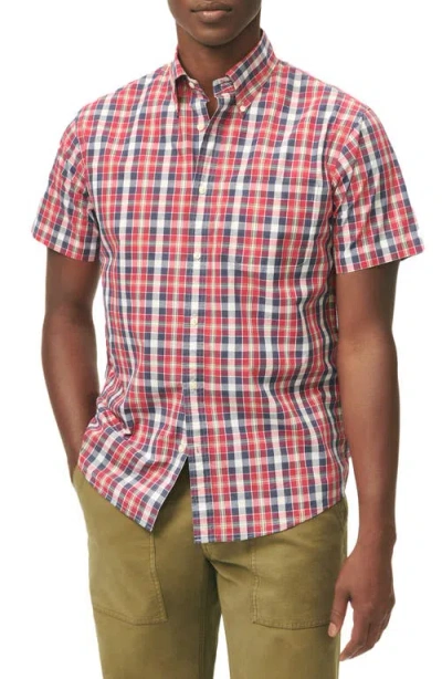 Brooks Brothers Friday Plaid Short Sleeve Cotton Poplin Button-down Shirt In Multi