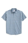 Brooks Brothers Friday Regular Fit Plaid Short Sleeve Cotton Poplin Button-down Shirt In Blue