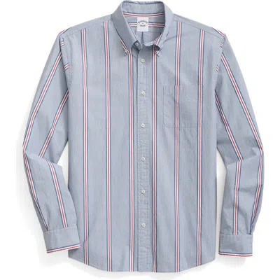 Brooks Brothers Friday Regular Fit Stripe Cotton Poplin Button-down Shirt In Multi
