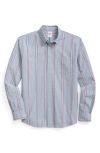 Brooks Brothers Friday Regular Fit Stripe Cotton Poplin Button-down Shirt In Navy