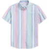 Brooks Brothers Friday Regular Fit Stripe Short Sleeve Cotton Poplin Button-down Shirt