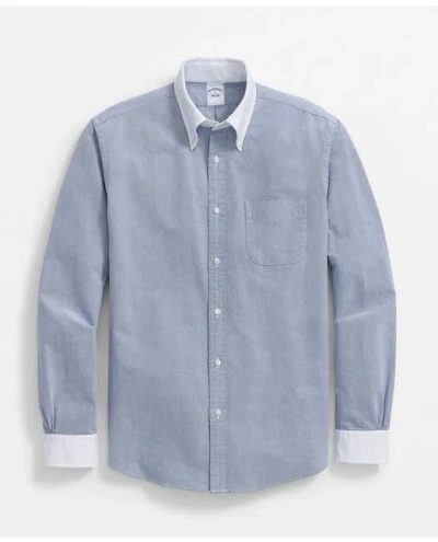 Brooks Brothers Friday Shirt, Oxford With White Collar In Blue