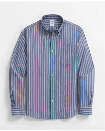 Brooks Brothers Friday Shirt, Poplin Striped In Mazarine Blue