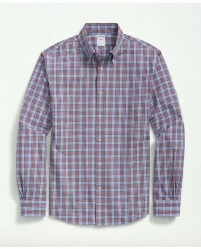 Brooks Brothers Plaid Cotton Button-down Shirt In Light Blue