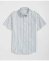 Brooks Brothers Friday Shirt, Short-sleeve Poplin Alternating Stripe In Green