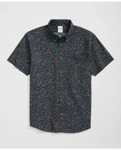 Brooks Brothers Friday Shirt, Short-sleeve Poplin Flower Print In Navy