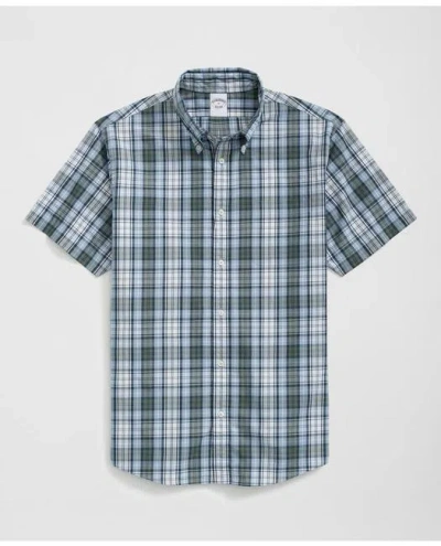 Brooks Brothers Friday Shirt, Short-sleeve Poplin Plaid In Blue