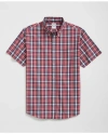 Brooks Brothers Friday Plaid Short Sleeve Cotton Poplin Button-down Shirt In White