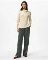 Brooks Brothers Funnel Neck Aran Sweater In Llama Blend In Cream