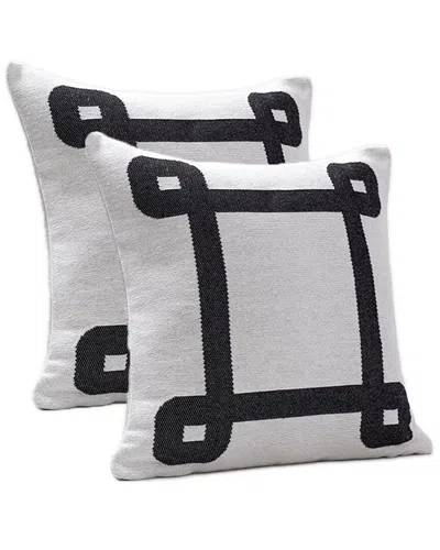 Brooks Brothers Geo Border Decorative Pillow In White