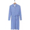 Brooks Brothers Geo Print Belted Long Sleeve Shirtdress In Blue
