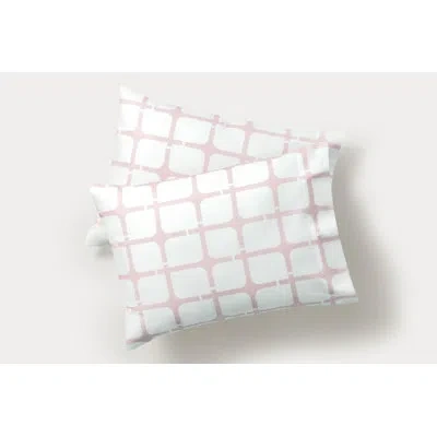 Brooks Brothers Geo Printed 2 Piece 100% Cotton Guest Room Pillowcase Case Pack In Pink