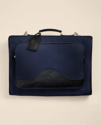 Brooks Brothers Ghurka Packet No. 83 Leather & Cotton Canvas Tri-fold Garment Bag In Navy