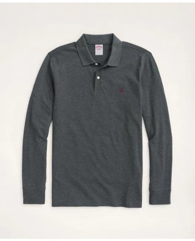Brooks Brothers Golden Fleece Big & Tall Stretch Supima Long-sleeve Polo Shirt In Dark Charcoal Heather