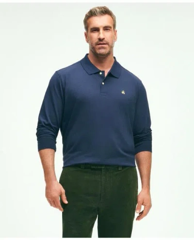 Brooks Brothers Golden Fleece Big & Tall Stretch Supima Long-sleeve Polo Shirt In Navy