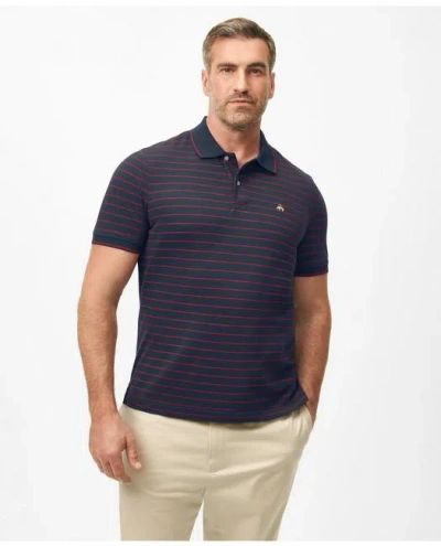 Brooks Brothers Golden Fleece Big & Tall Thin Striped Supima Polo Shirt In Navy/red