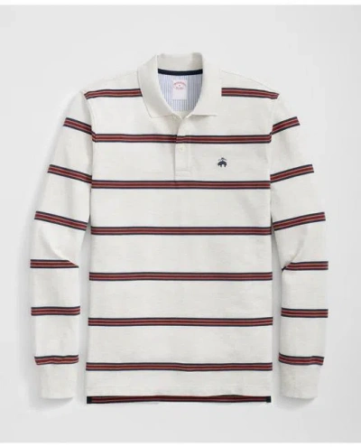 Brooks Brothers Golden Fleece Muli Striped Long Sleeve Polo In Supima Cotton In White