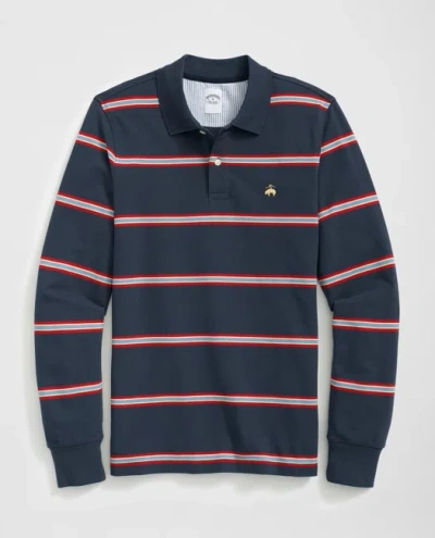 Brooks Brothers Golden Fleece Multi Striped Long Sleeve Polo In Supima Cotton In Navy