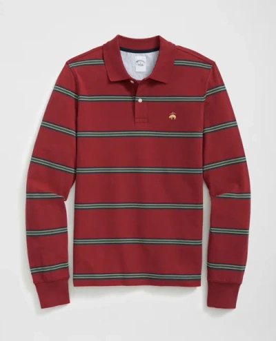 Brooks Brothers Golden Fleece Multi Striped Long Sleeve Polo In Supima Cotton In Red