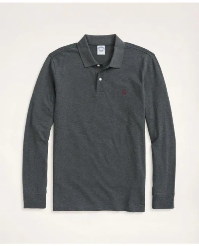 Brooks Brothers Golden Fleece Stretch Supima Long-sleeve Polo Shirt In Dark Charcoal Heather