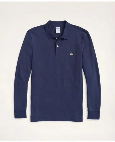 Brooks Brothers Golden Fleece Stretch Supima Long-sleeve Polo Shirt In Navy