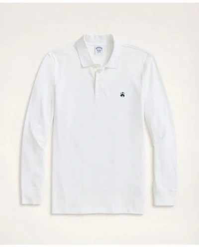 Brooks Brothers Golden Fleece Stretch Supima Long-sleeve Polo Shirt In White