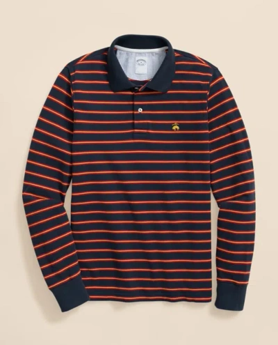 Brooks Brothers Golden Fleece Stretch Supima Long-sleeve Striped Polo Shirt In Red