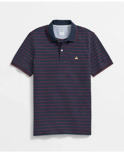 Brooks Brothers Golden Fleece Thin Striped Supima Polo Shirt In Navy/red