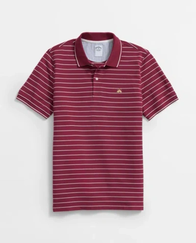 Brooks Brothers Golden Fleece Thin Striped Supima Polo Shirt In Red/white
