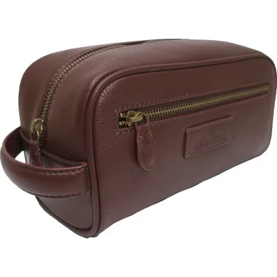 Brooks Brothers Grained Leather Dopp Kit In Brown